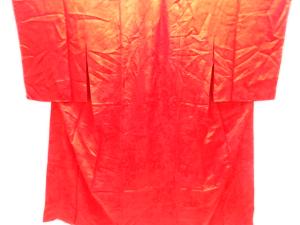 アンティーク　綸子鳳凰に草花模様織り出し長襦袢